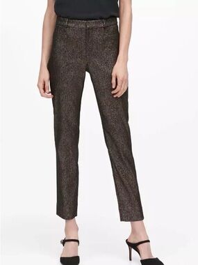 Banana Republic Sloan Fit Gold Bronze Metallic Sparkle Pants, size 6P
